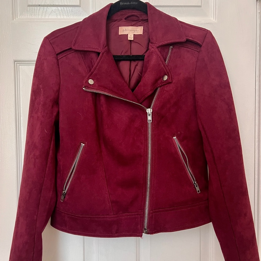 Cropped Suede Moto Jacket